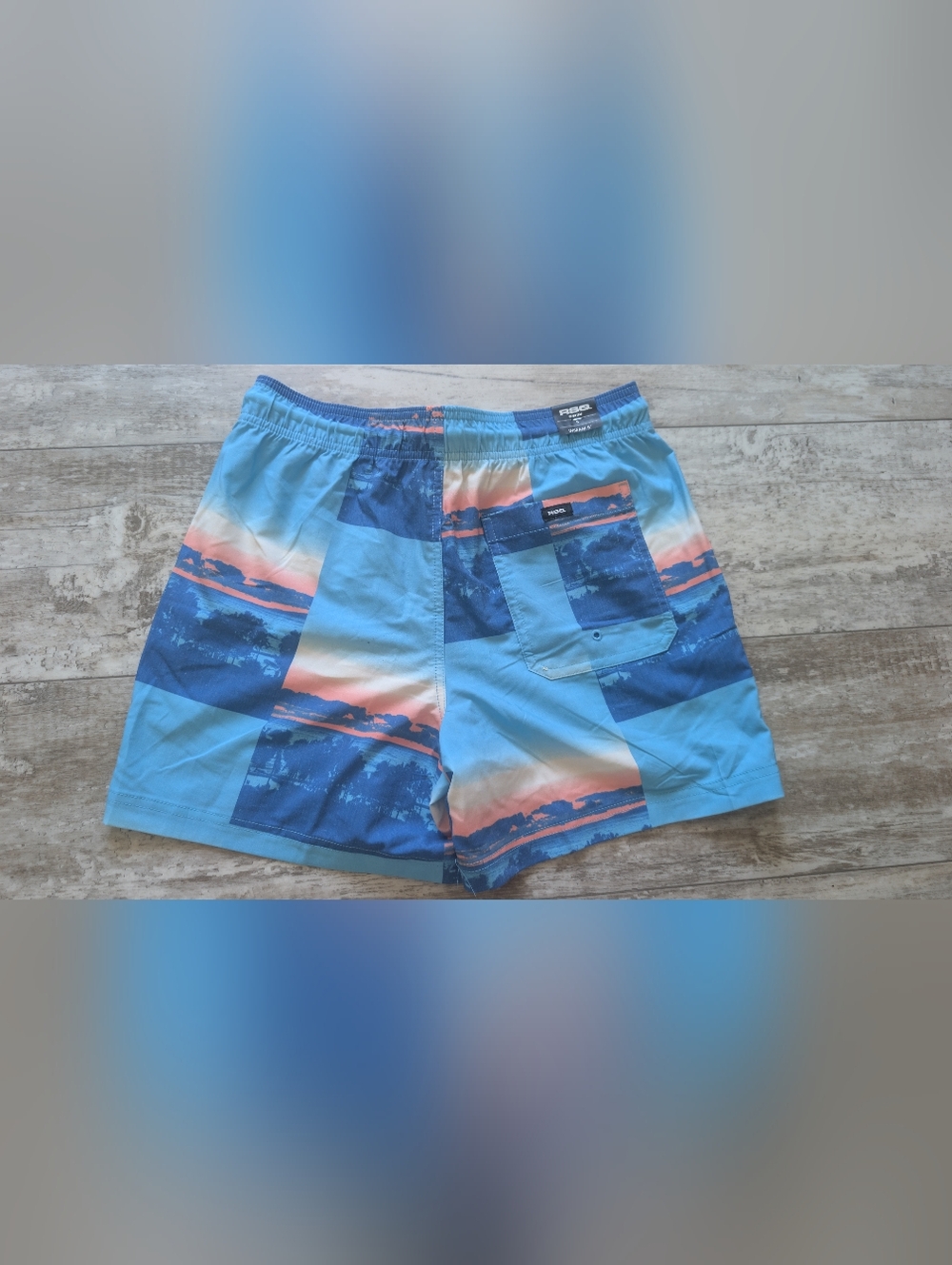 RSQ Men’s Blue & Coral Swim Shorts - Picture 2 of 6